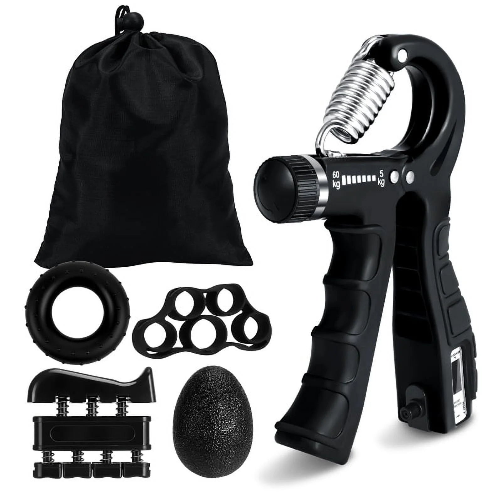 6-Pack Grip Strength Training Kit with Counter, Adjustable Resistance (10 to 132 lbs), Hand Gripper, Hand Extension Exerciser, and Forearm Workout Ring for Muscle Development and Rehabilitation