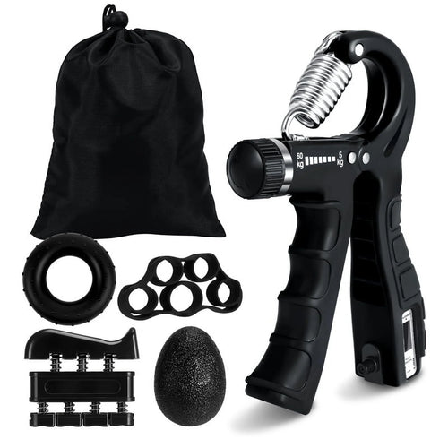 6-Pack Grip Strength Training Kit with Counter, Adjustable Resistance (10 to 132 lbs), Hand Gripper, Hand Extension Exerciser, and Forearm Workout Ring for Muscle Development and Rehabilitation