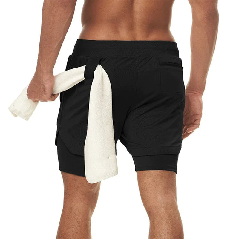  Men Gym Sports Shorts 2 in 1 Quick Dry Workout Training 