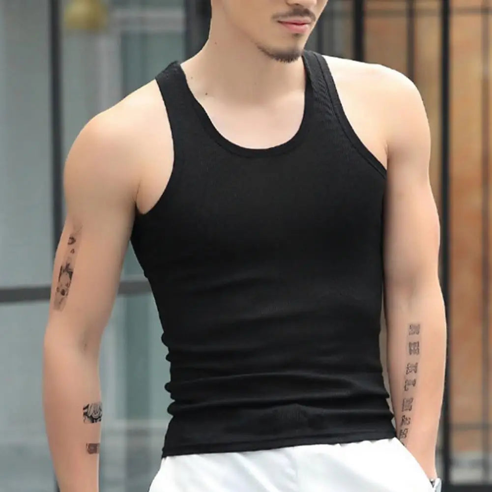 Men's Sleeveless Tank Tops, Slim Fit Fitness Gym T-Shirt 