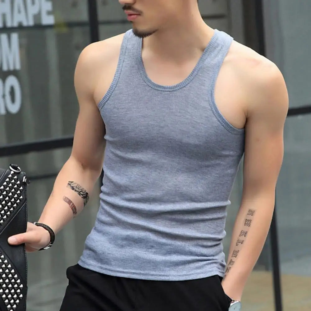 Men's Sleeveless Tank Tops, Slim Fit Fitness Gym T-Shirt 