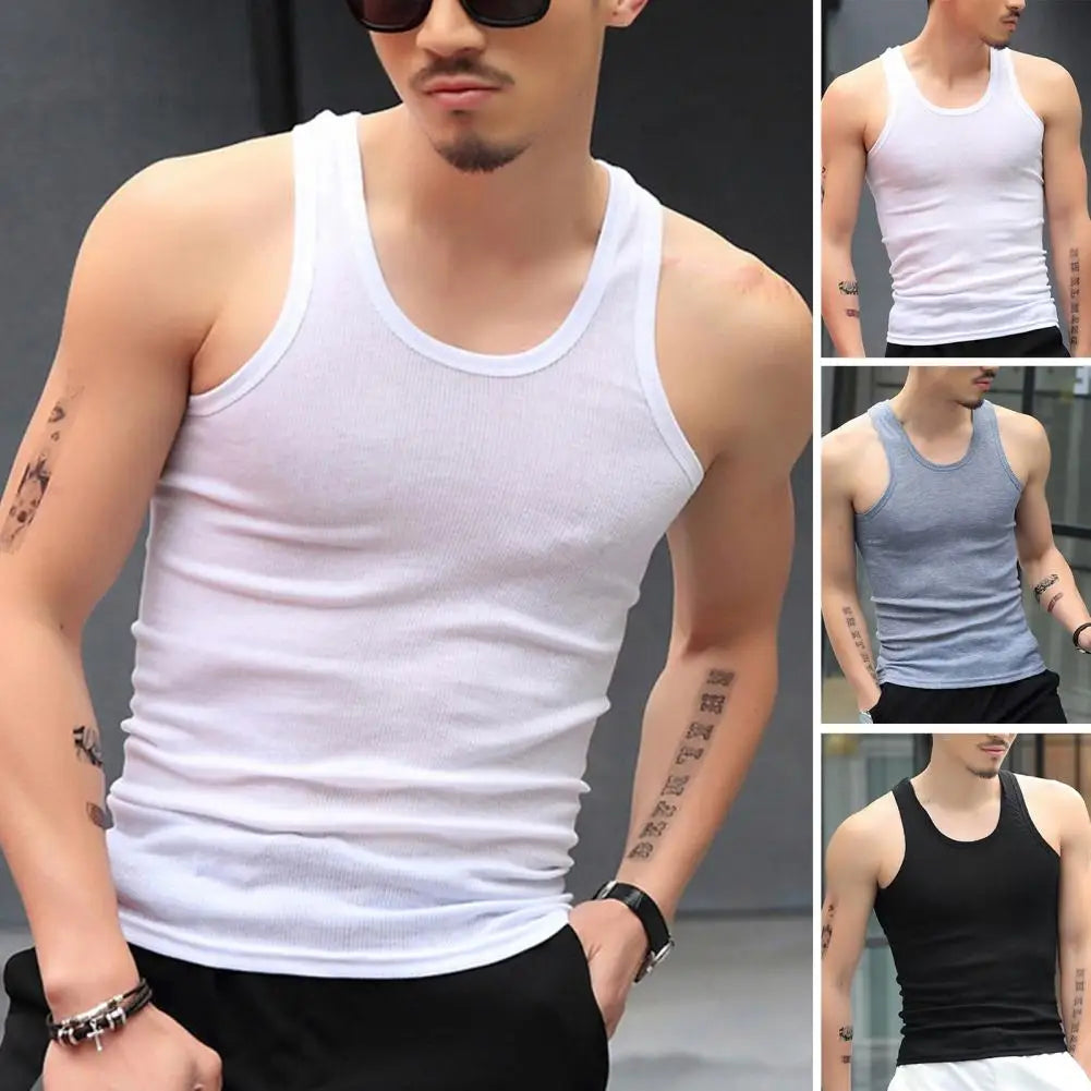 Men's Sleeveless Tank Tops, Slim Fit Fitness Gym T-Shirt 
