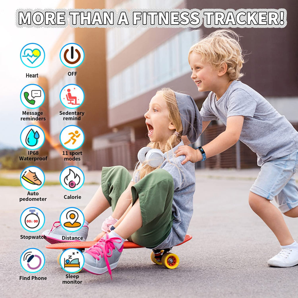 Children's Fitness Tracker Watch with IP68 Waterproofing, Pedometer, Stopwatch, and 11 Sport Modes for Ages 6-16