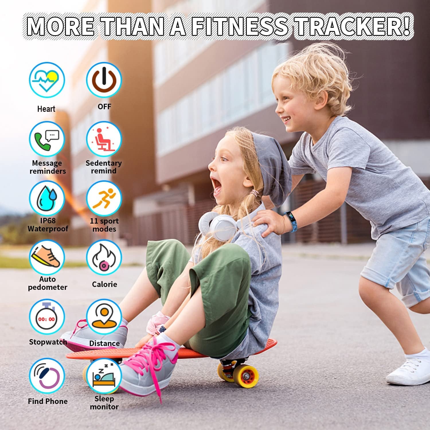 Children's Fitness Tracker Watch with IP68 Waterproofing, Pedometer, Stopwatch, and 11 Sport Modes for Ages 6-16