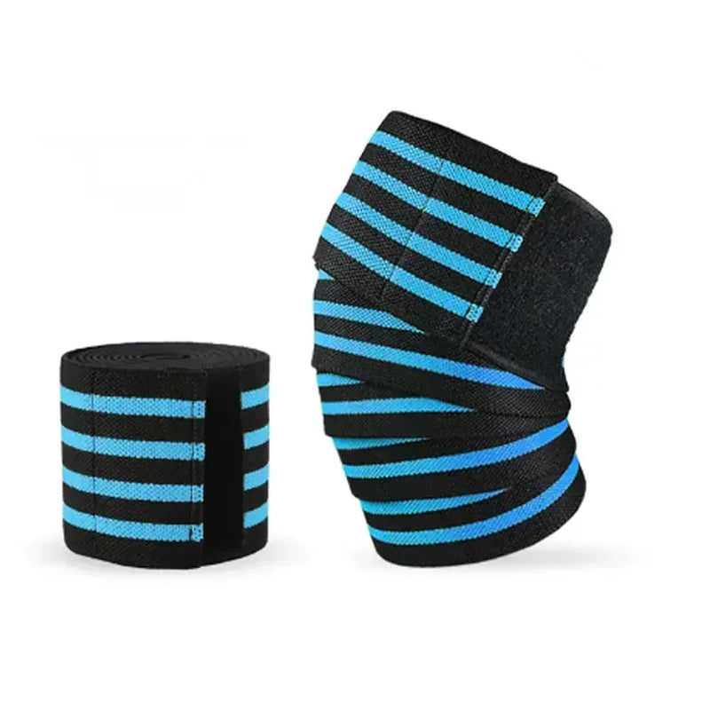 Professional Blue Knee Wraps for Weightlifting, Gym Workouts, Cross Training, and Powerlifting - Compression and Elastic Support for Squats (Pair)