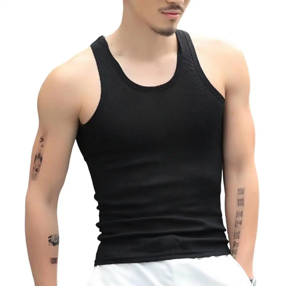 Men's Sleeveless Tank Tops, Slim Fit Fitness Gym T-Shirt 