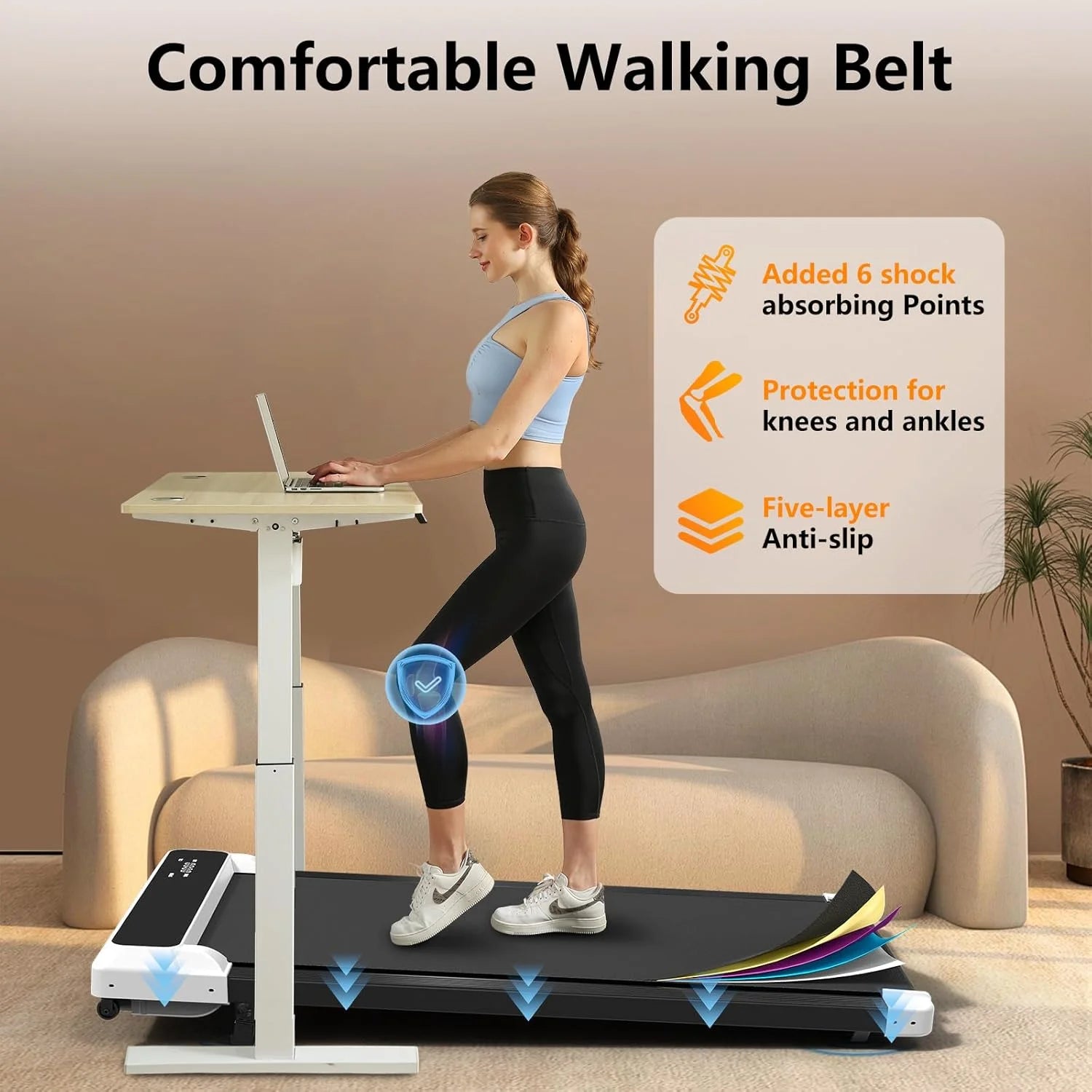 2-in-1 Incline Walking Pad Treadmill for Home and Office, 2.5HP Compact Design with Remote Control and LED Display