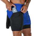  Men Gym Sports Shorts 2 in 1 Quick Dry Workout Training 