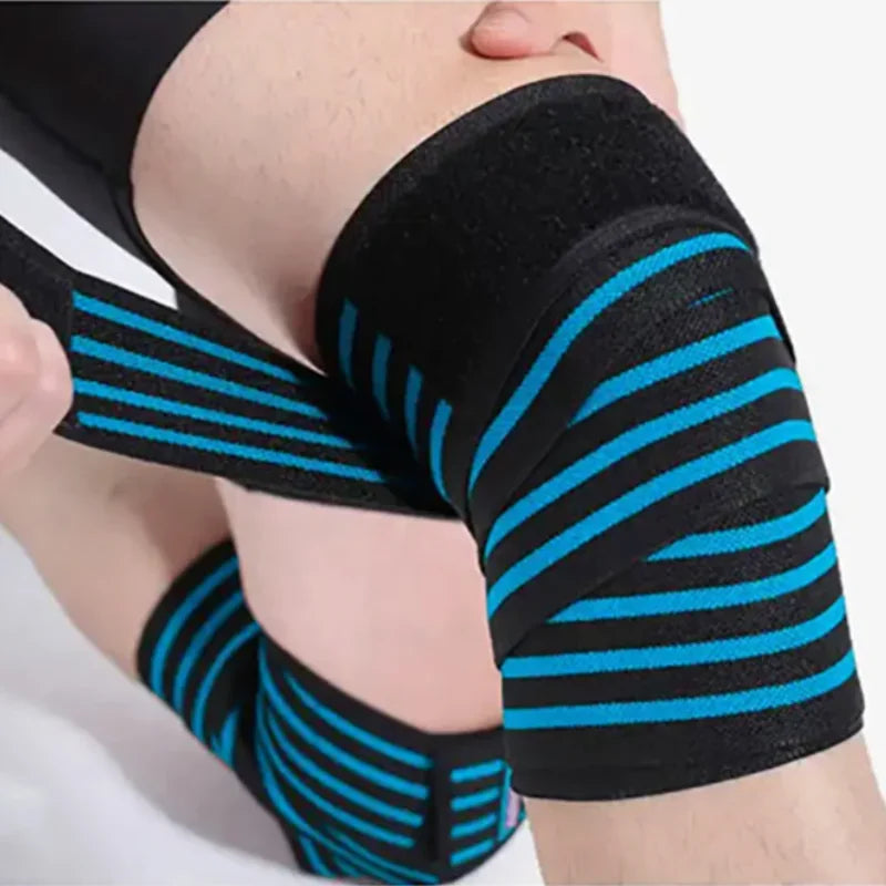 Professional Blue Knee Wraps for Weightlifting, Gym Workouts, Cross Training, and Powerlifting - Compression and Elastic Support for Squats (Pair)