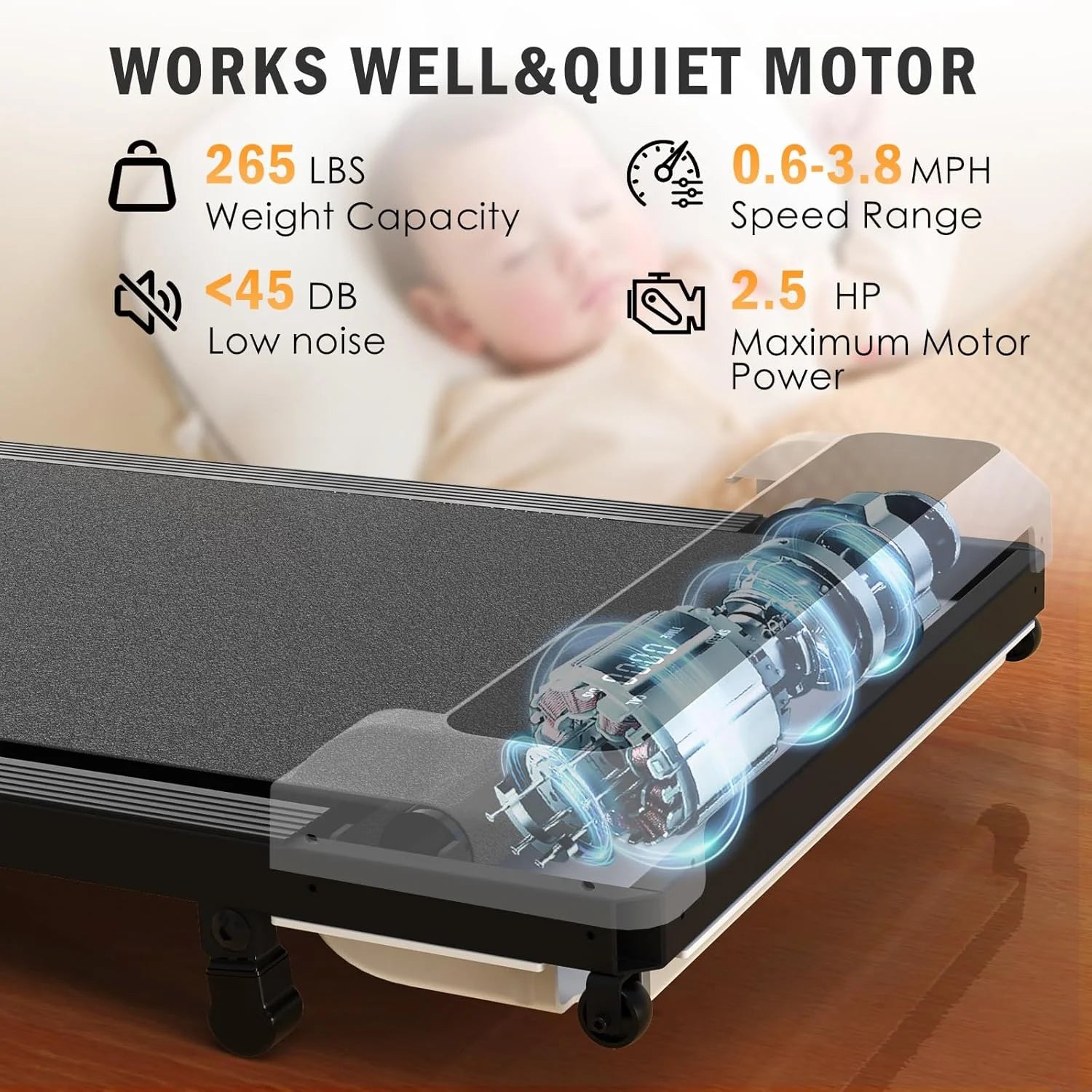 2-in-1 Incline Walking Pad Treadmill for Home and Office, 2.5HP Compact Design with Remote Control and LED Display