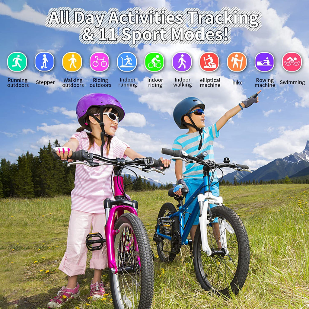 Children's Fitness Tracker Watch with IP68 Waterproofing, Pedometer, Stopwatch, and 11 Sport Modes for Ages 6-16