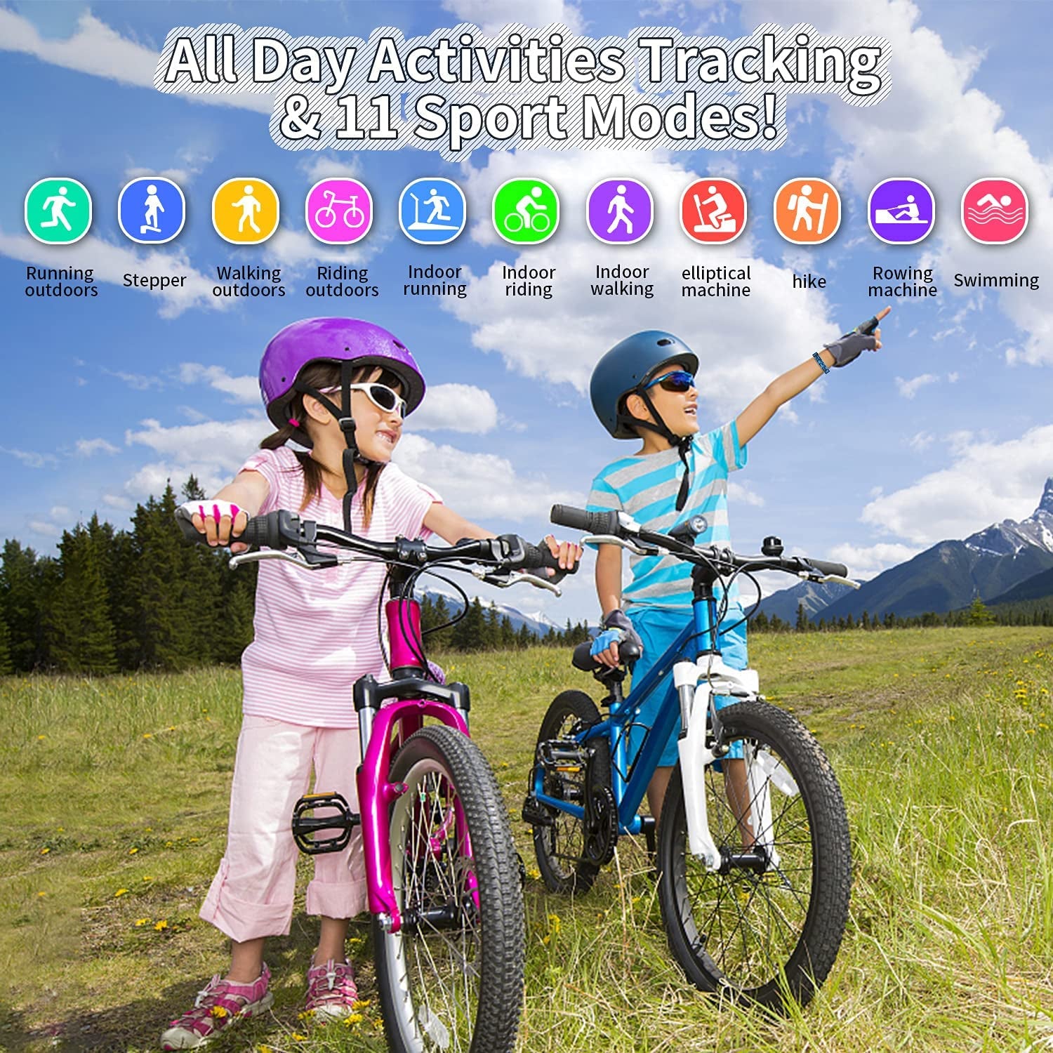 Children's Fitness Tracker Watch with IP68 Waterproofing, Pedometer, Stopwatch, and 11 Sport Modes for Ages 6-16